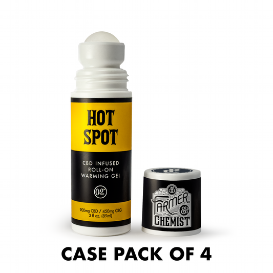 HOT HOT SPOT - Gel chauffant roll-on 3 oz - 900mg de CBD, 450mg de CBG (Pack de 4)