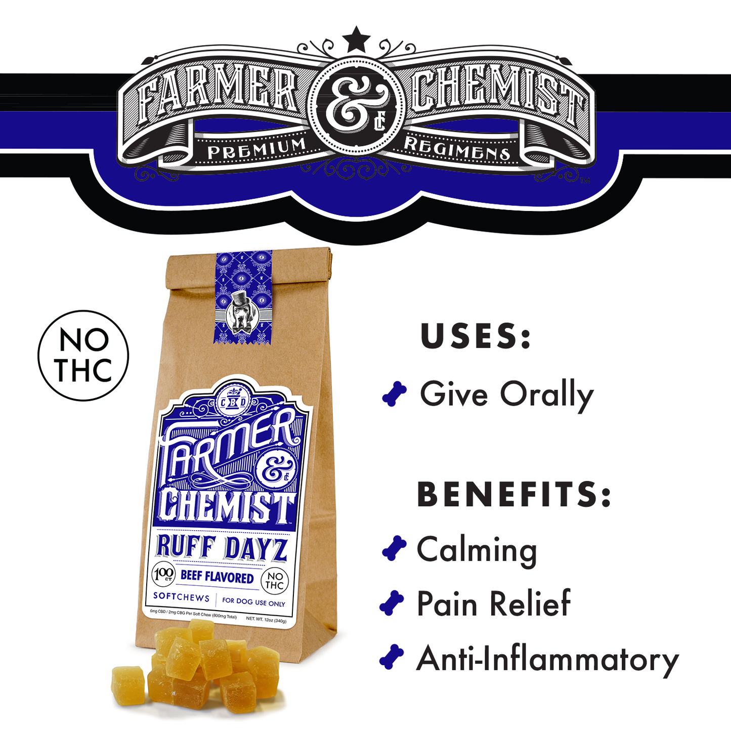 RUFF DAYZ - 100 Stück Bacon Geschmack Hundegummis - Pro Gummi: CBD 12mg, CBG 4mg