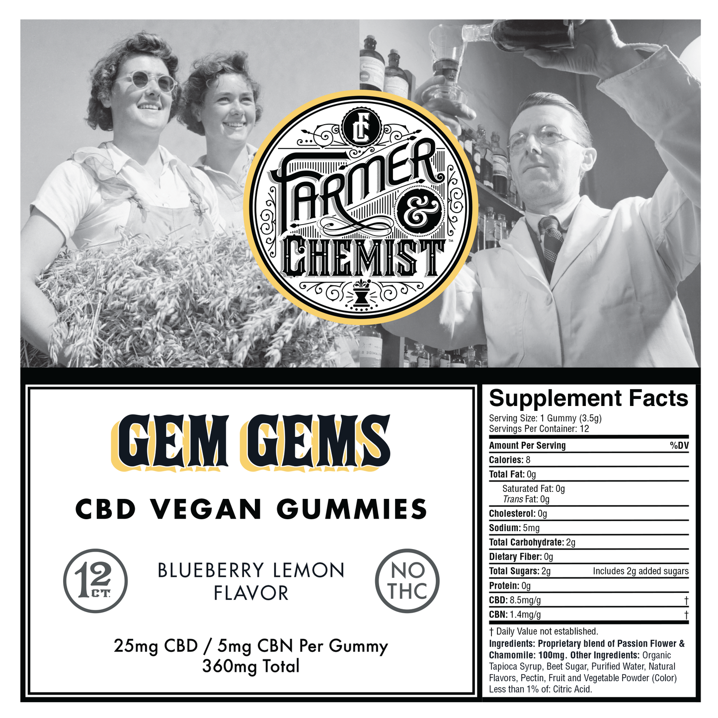 GEM GEMS - 12ct 25mg CBD / 5mg CBN Per Gummy Blueberry Lemon Flavor (Case pack of 4) Sleep & Anxiety