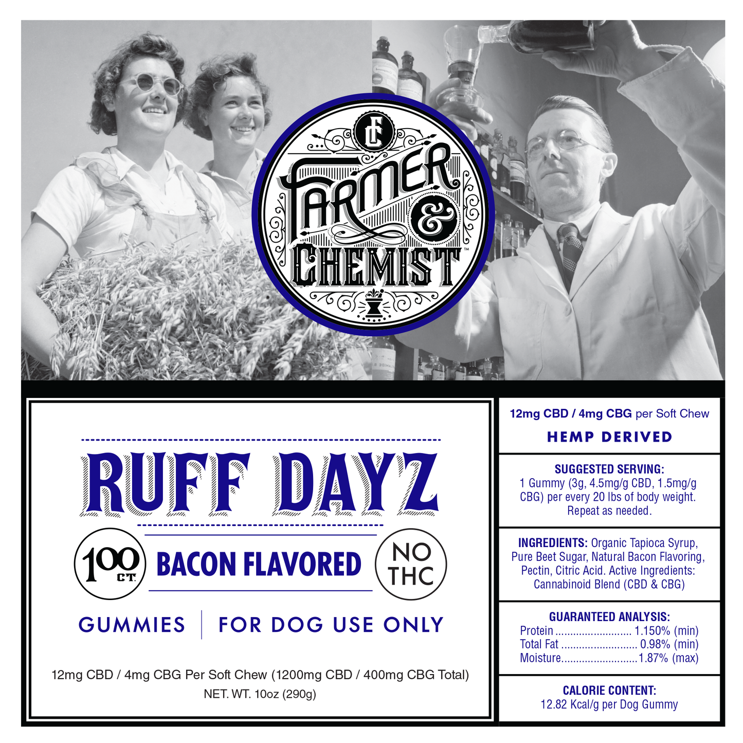 RUFF DAYZ - 100 Stück Bacon Geschmack Hundegummis - Pro Gummi: CBD 12mg, CBG 4mg