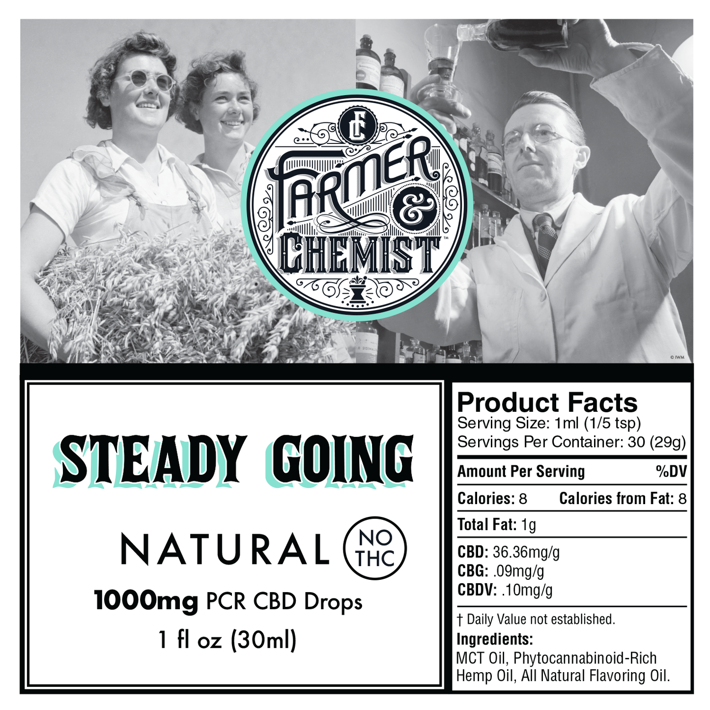STEADY GOING - Natural 1000mg CBD PCR Tincture