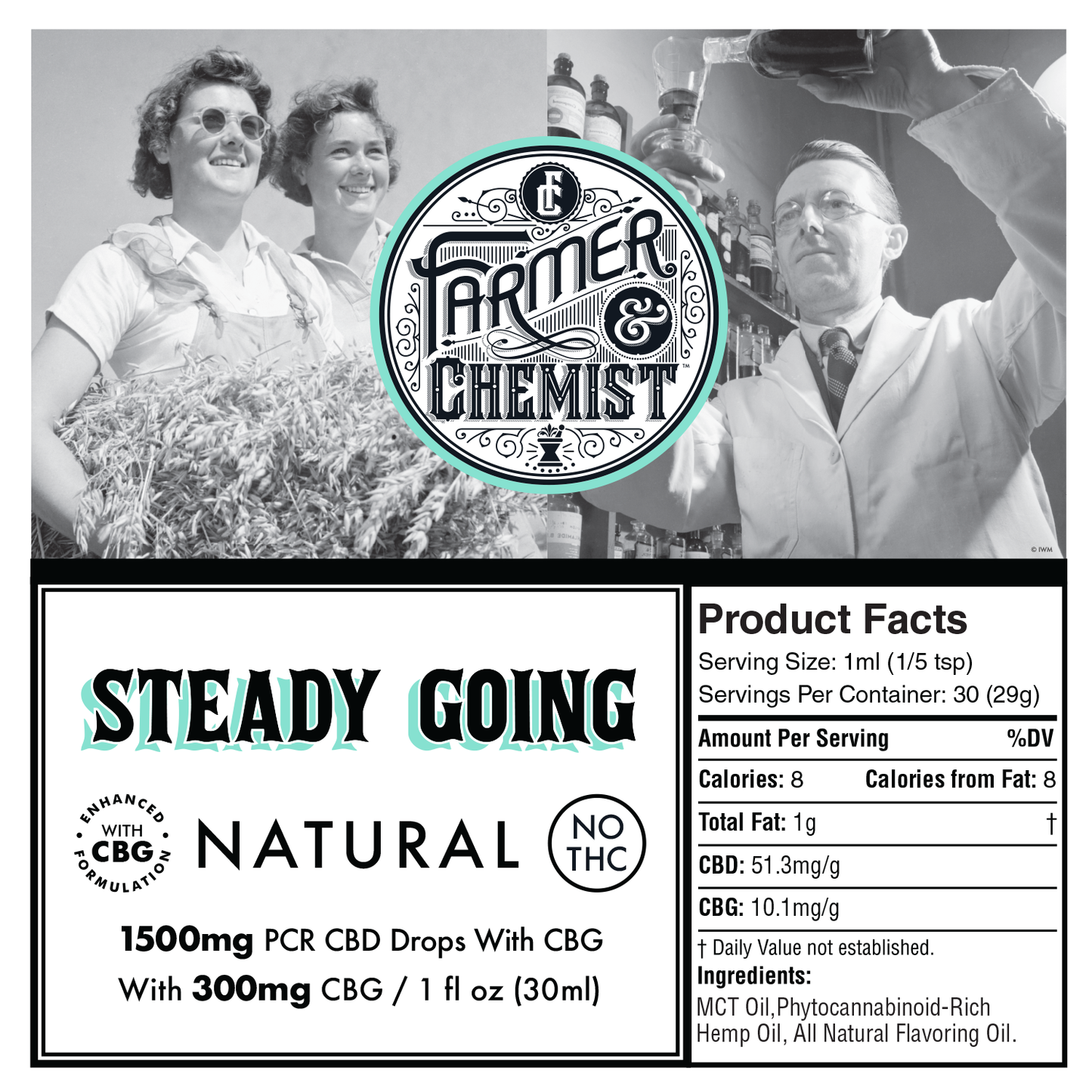 STEADY GOING – Natürliche 1500 mg CBD/300 mg CBG PCR-Tinktur (4er-Pack)