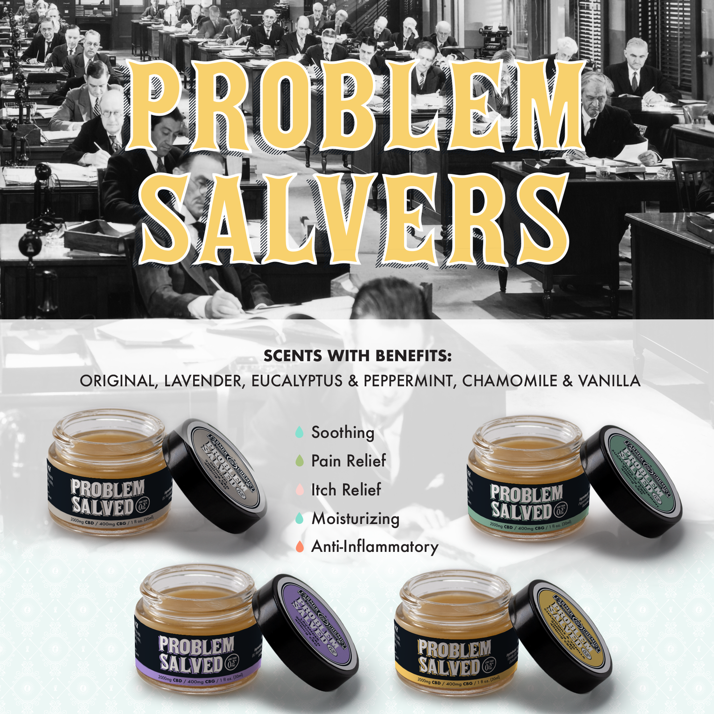 PROBLEM GESAGT – 1 Unze. 2000 mg CBD/400 mg CBG mit Kamille und Vanille (4er-Packung)