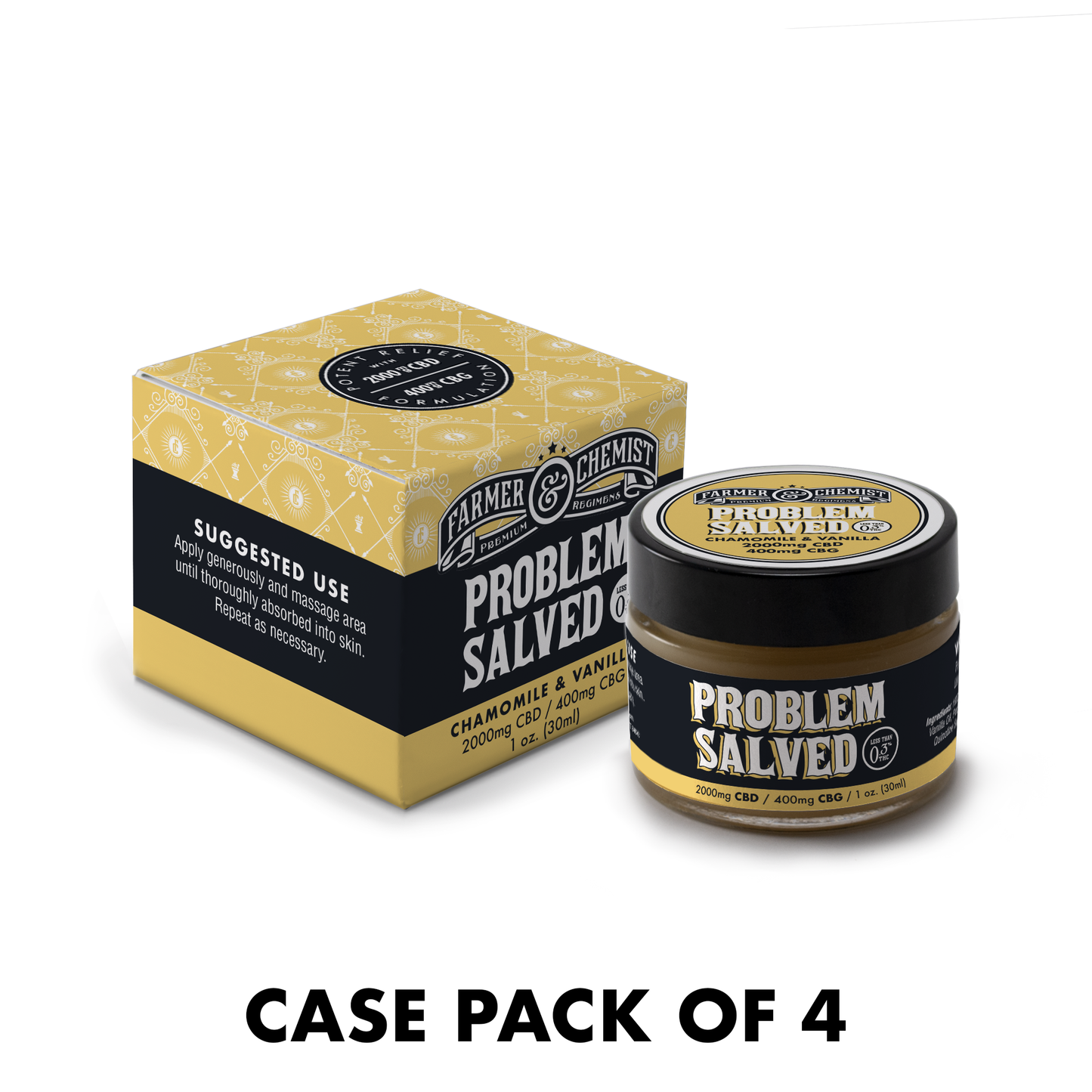 PROBLEM GESAGT – 1 Unze. 2000 mg CBD/400 mg CBG mit Kamille und Vanille (4er-Packung)