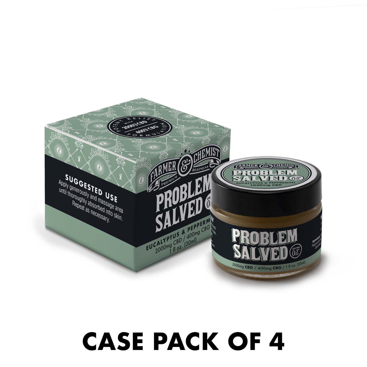PROBLEM GESAGT – 1 Unze. 2000 mg CBD/400 mg CBG mit Eukalyptus und Pfefferminze (4er-Packung)