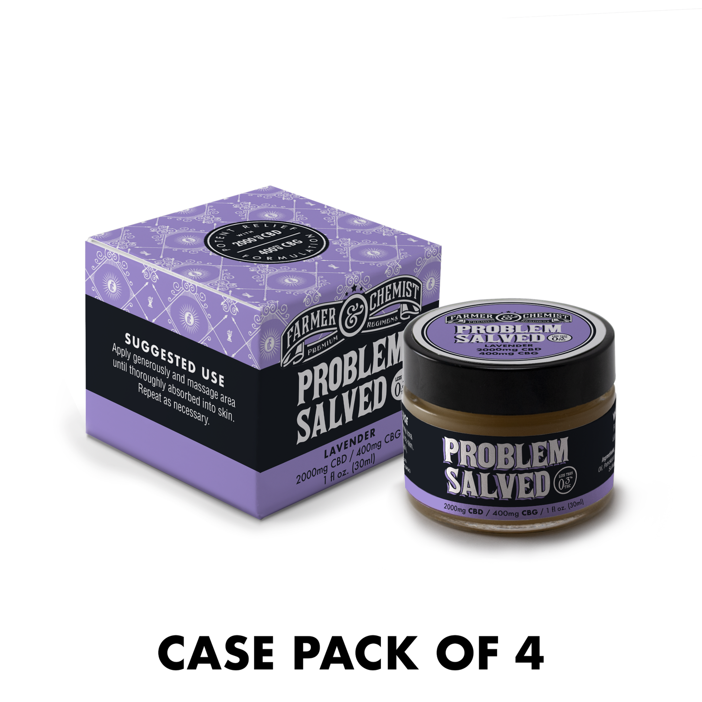 PROBLEM GESAGT – 1 Unze 2000 mg CBD/400 mg CBG mit Lavendel (4er-Packung)