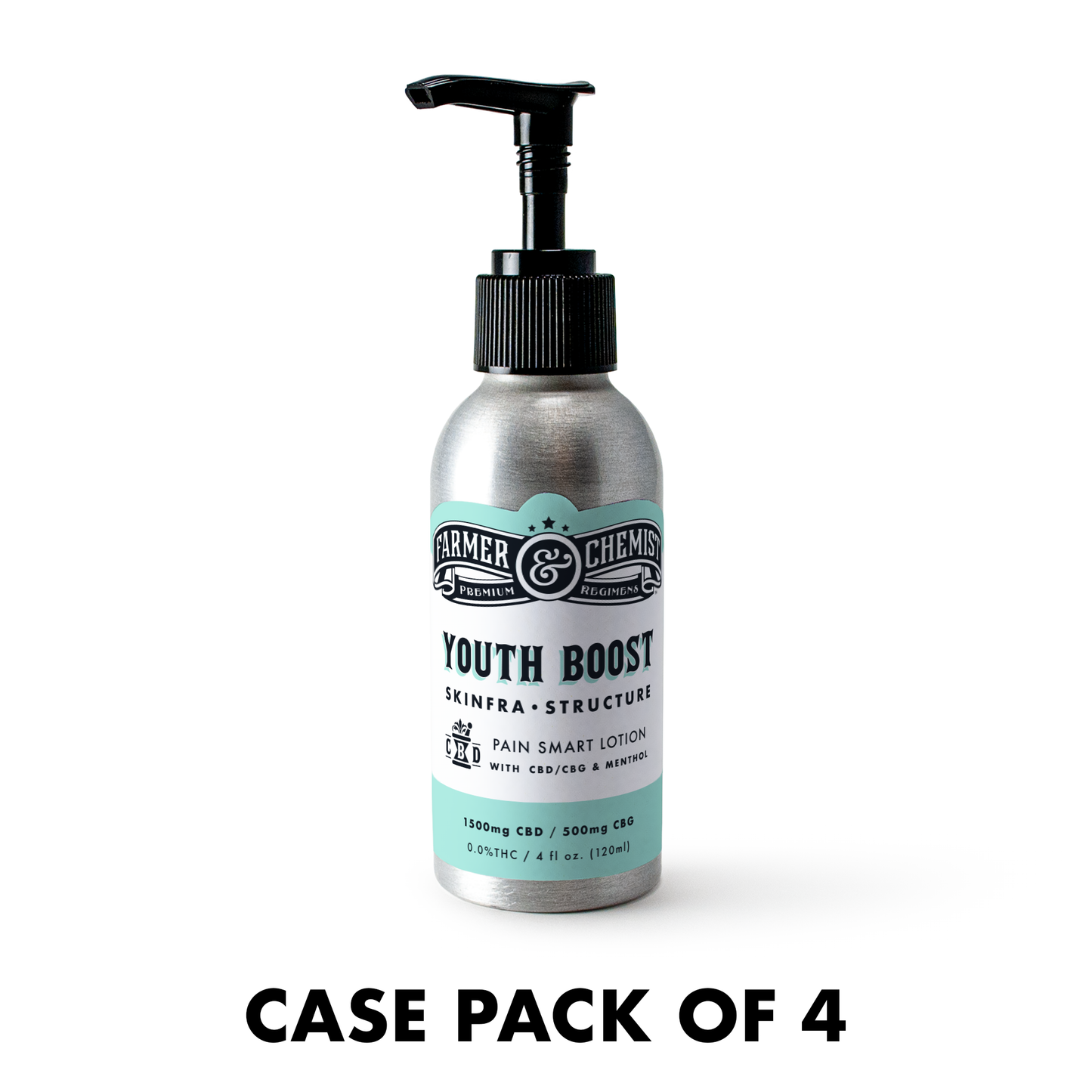 SKINFRA•STRUCTURE - 4 fl oz. 1500mg CBD / 500mg CBG Schmerzintelligente Lotion (Verpackungseinheit von 4)