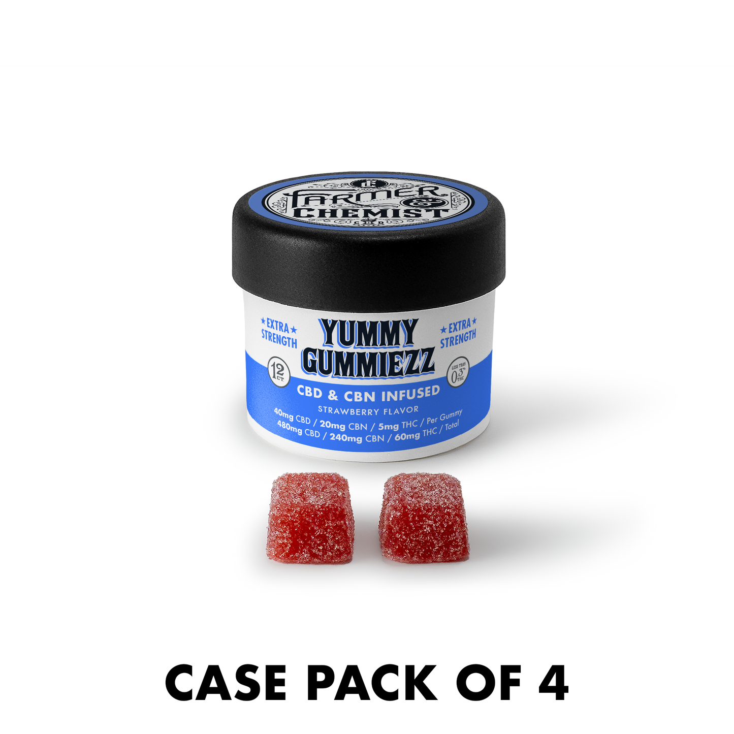 YUMMY GUMMIEZZ - 12 unités : 40mg CBD / 20mg CBN / 5mg THC par bonbon - Sommeil & Relaxation (Pack de 4 boîtes)