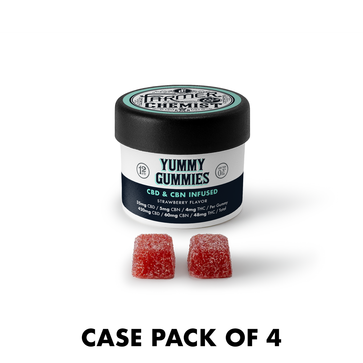 YUMMY GUMMIES - 12 unidades 35mg CBD / 5mg CBN / 4mg THC por gomita (Paquete de 4 cajas)