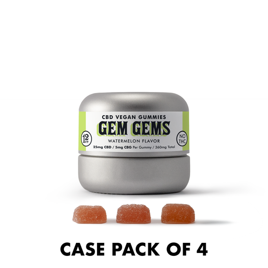 GEM GEMS - 12ct 25mg CBD / 5mg CBG Watermelon Flavor (Case pack of 4) - Pain & Anti-Inflammatory