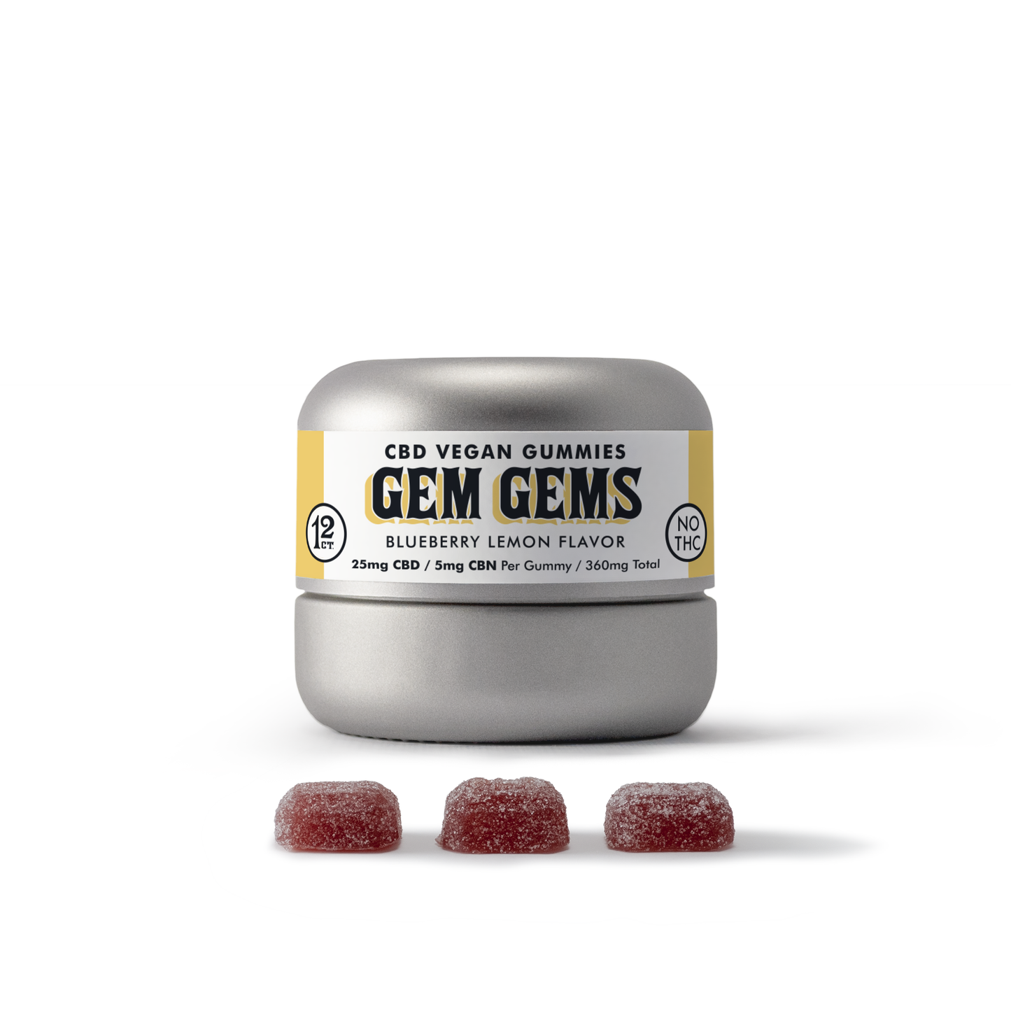 GEM GEMS - 12ct 25mg CBD / 5mg CBN Blueberry Lemon Flavor - Sleep & Anxiety