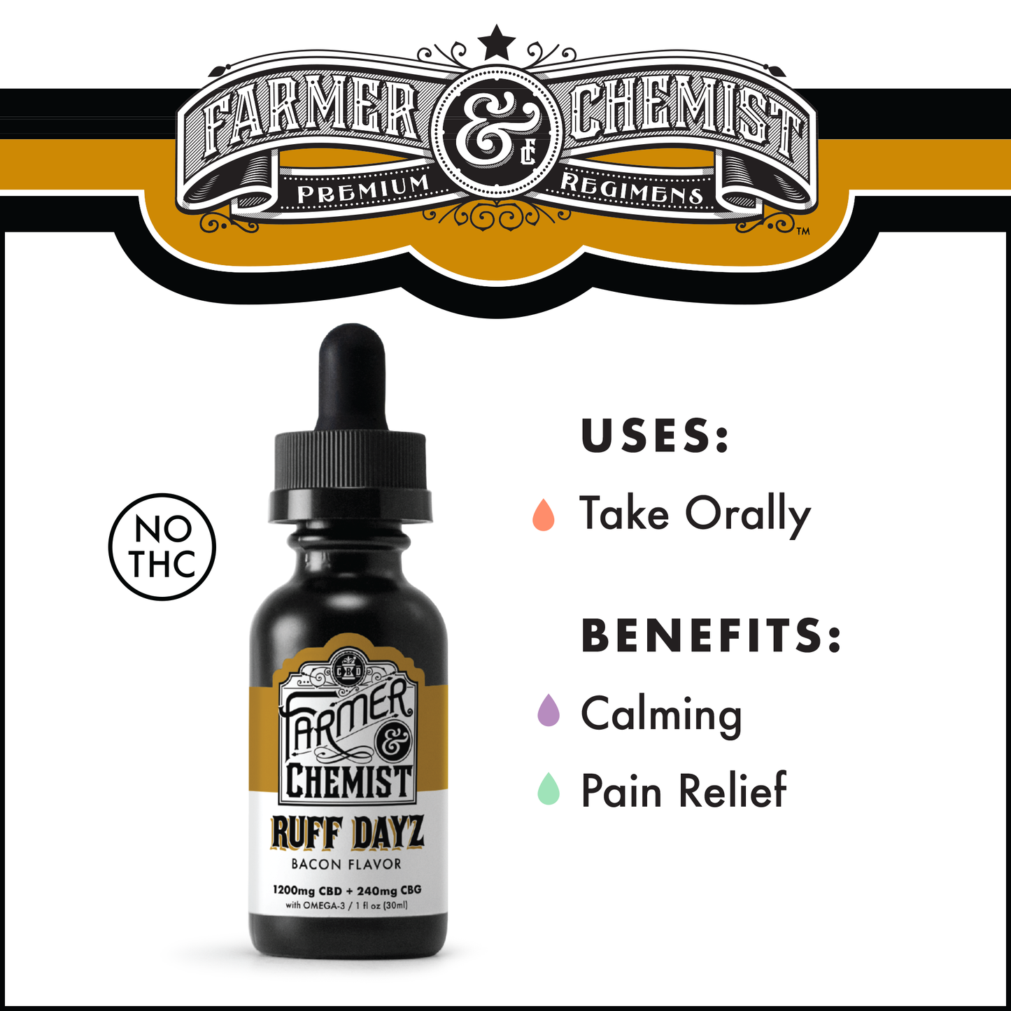 RUFF DAYZ - 1200mg CBD / 240mg CBG: Medium - Large Pet Tincture