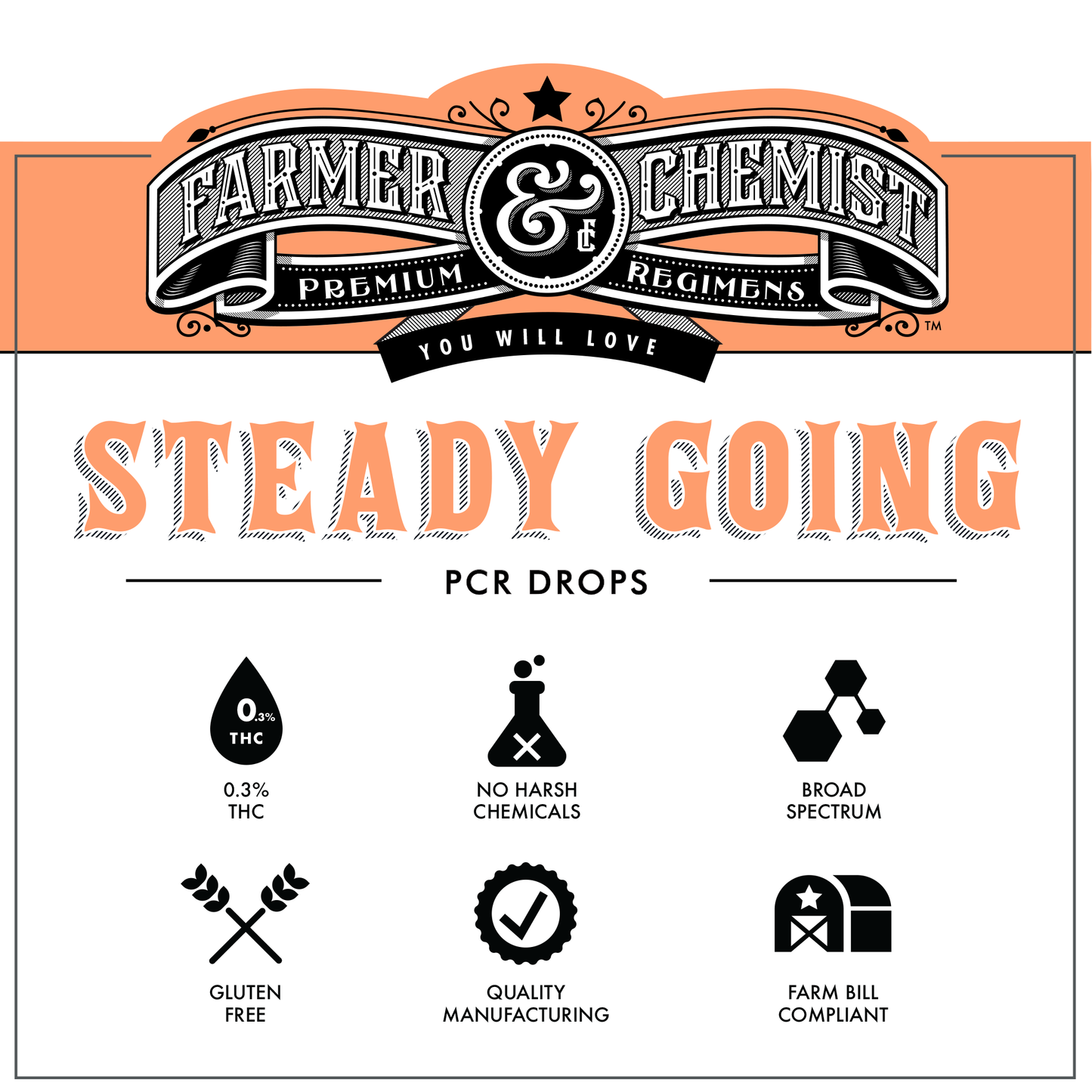 STEADY GOING - Orange You Happy 1500mg CBD / 300mg CBG / 30mg THC - PCR Tincture (Case pack of 4)