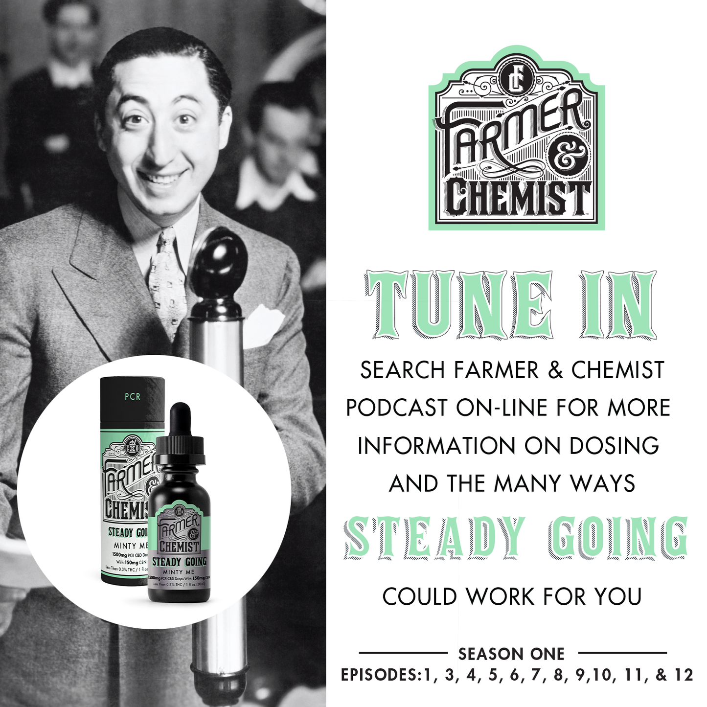 STEADY GOING - Minty Me 1500mg CBD / 150mg CBN / 60mg THC - PCR Tincture - Sleep & Anxiety