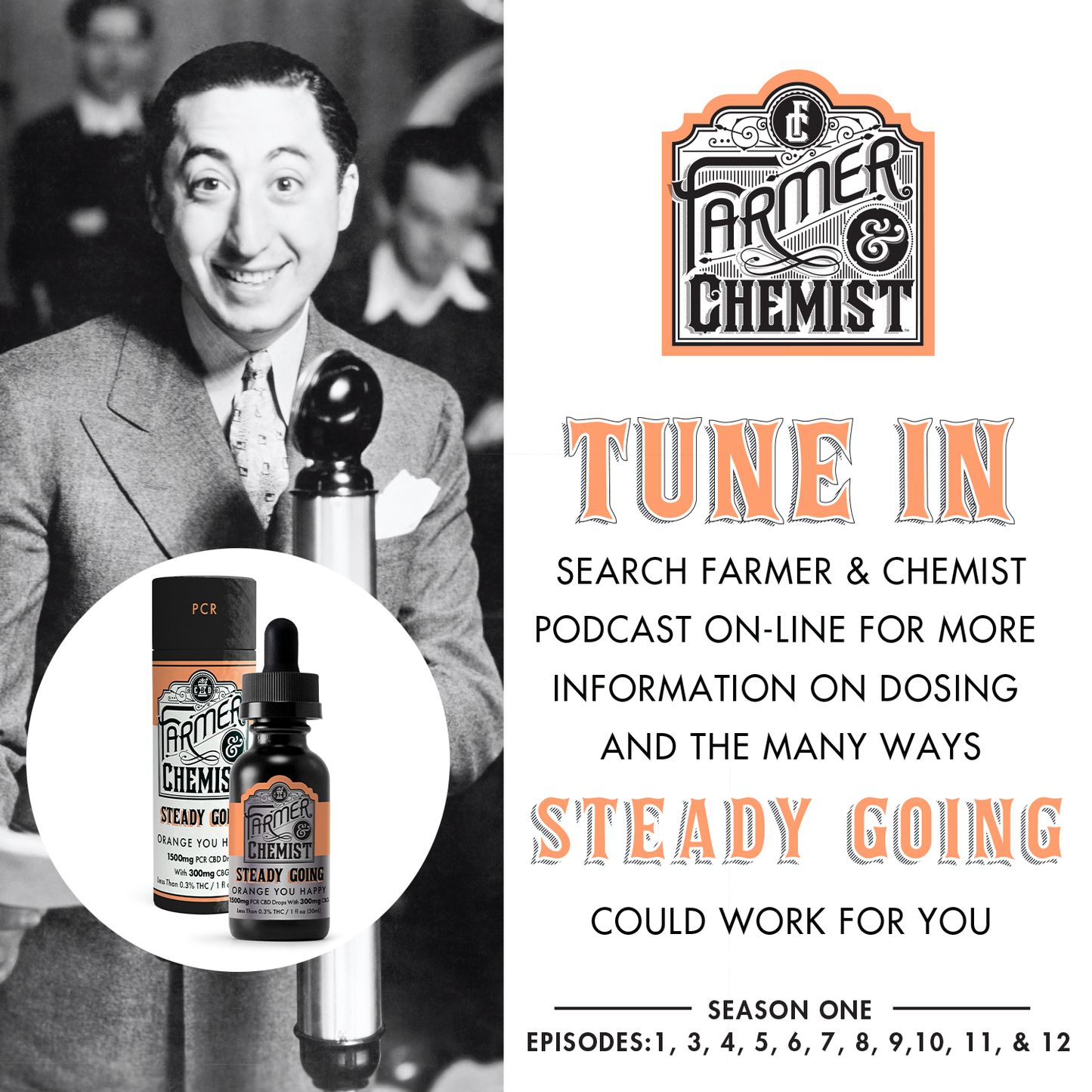 STEADY GOING - Orange You Happy 1500mg CBD / 300mg CBG / 30mg THC - PCR Tincture (Case pack of 4)