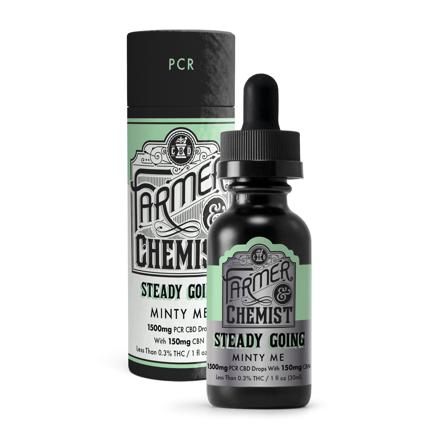 STEADY GOING - Minty Me 1500mg CBD / 150mg CBN / 60mg THC - PCR Tincture - Sleep & Anxiety