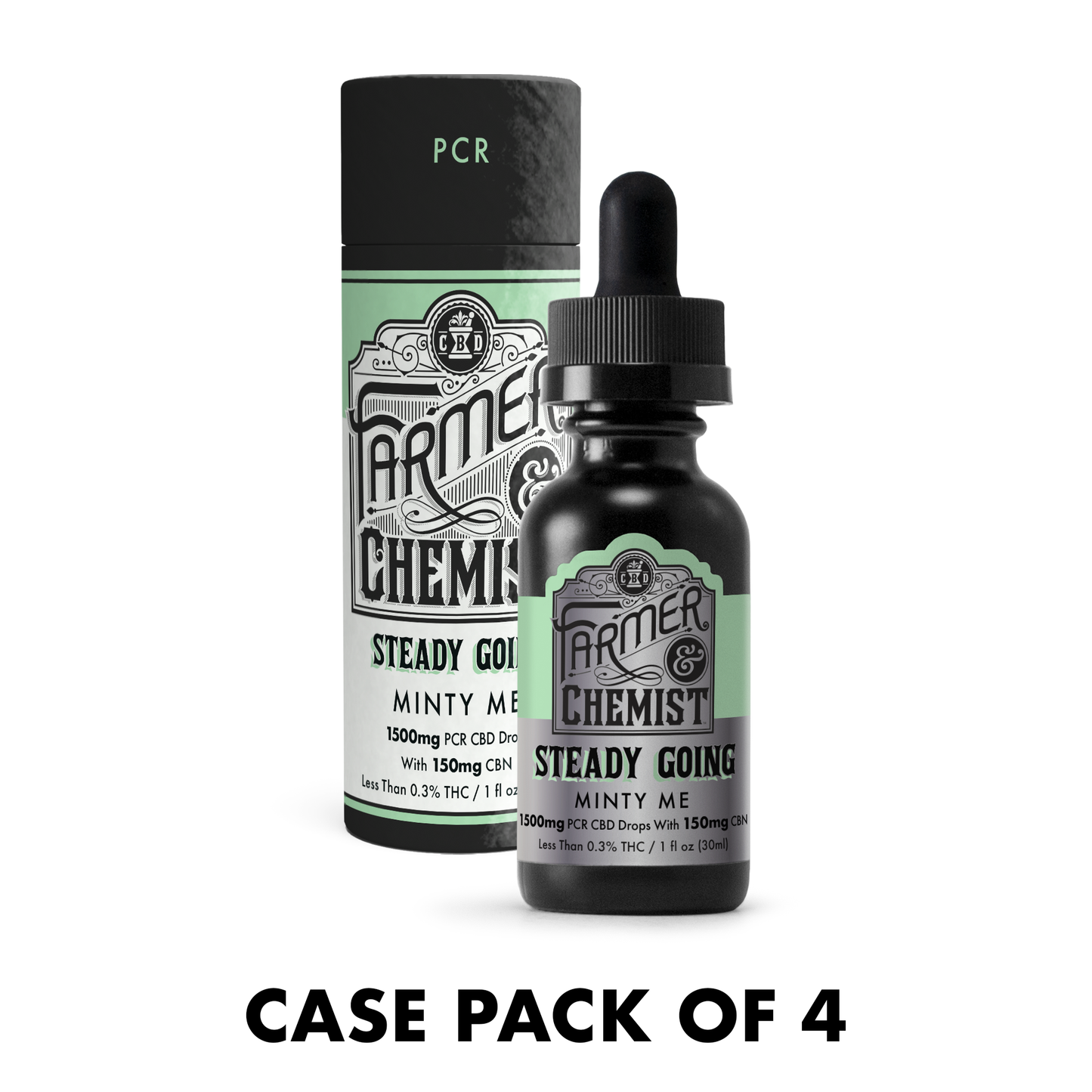 STEADY GOING - Minty Me 1500mg CBD / 150mg CBN / 60mg - Teinture PCR (Emballage de 4)