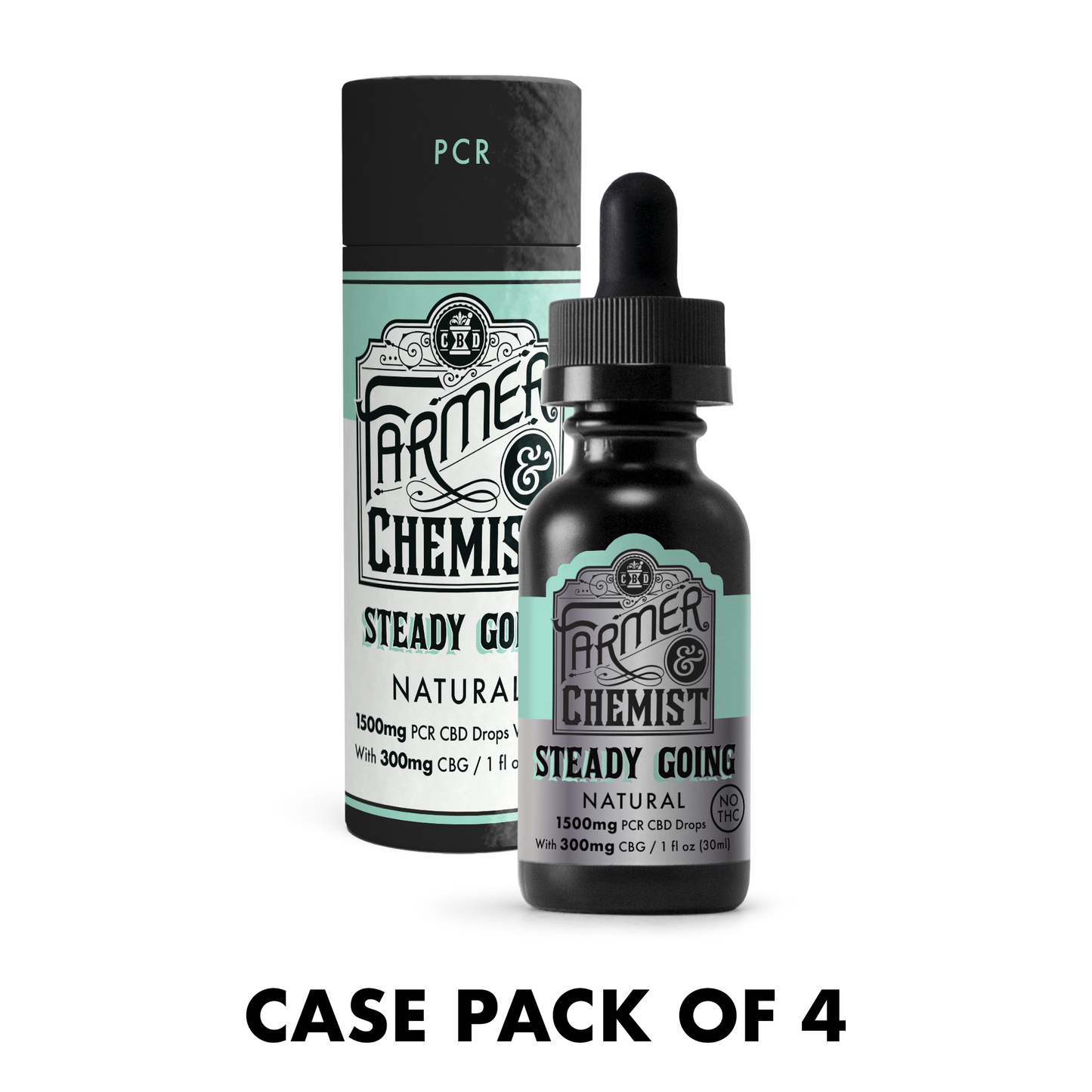 STEADY GOING – Natürliche 1500 mg CBD/300 mg CBG PCR-Tinktur (4er-Pack)