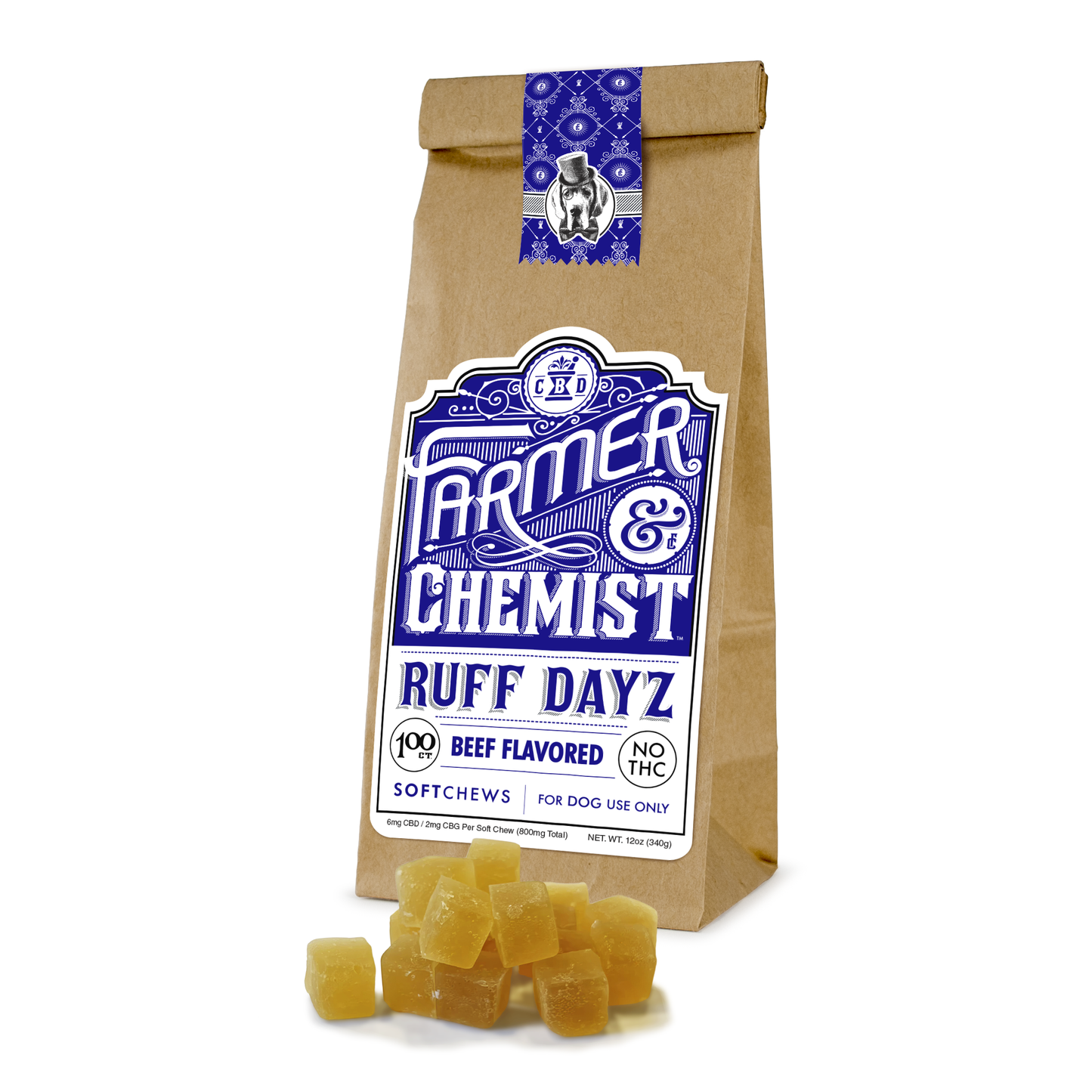 RUFF DAYZ - 100 Stück Bacon Geschmack Hundegummis - Pro Gummi: CBD 12mg, CBG 4mg