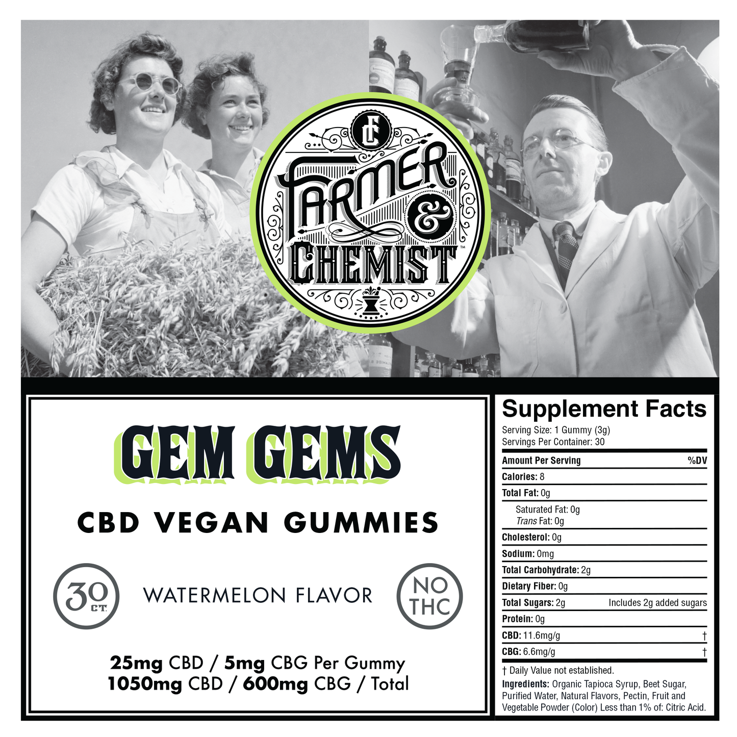 GEM GEMS - 30ct 35mg CBD / 20mg CBG Per Gummy Watermelon Flavor (Case pack of 4) - Pain & Anti-Inflammatory