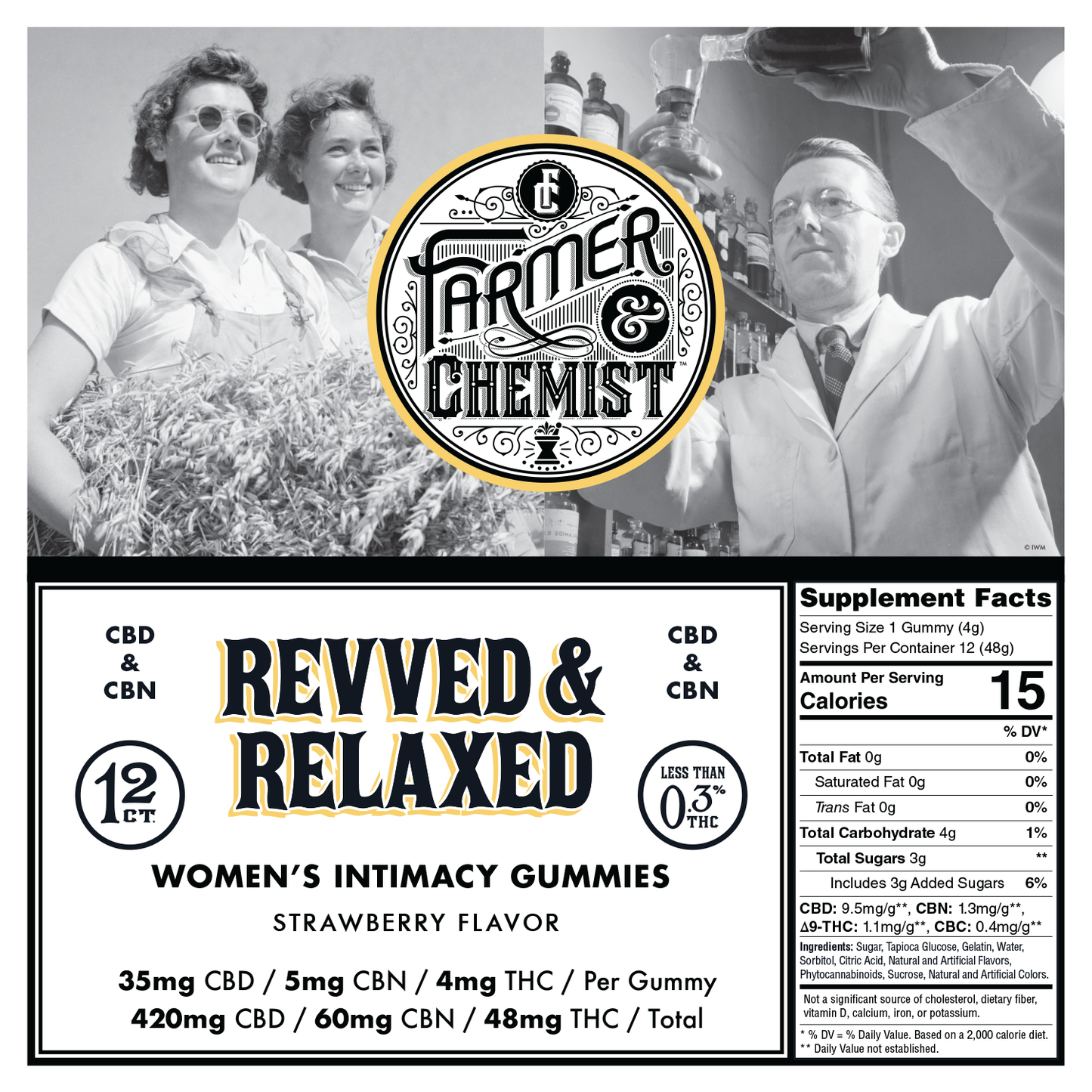 REVVED & RELAXED GUMMIES - 12 ct 35 mg de CBD / 5 mg de CBN / 4 mg de THC por gomita - Gomitas para la intimidad femenina (paquete de 4)