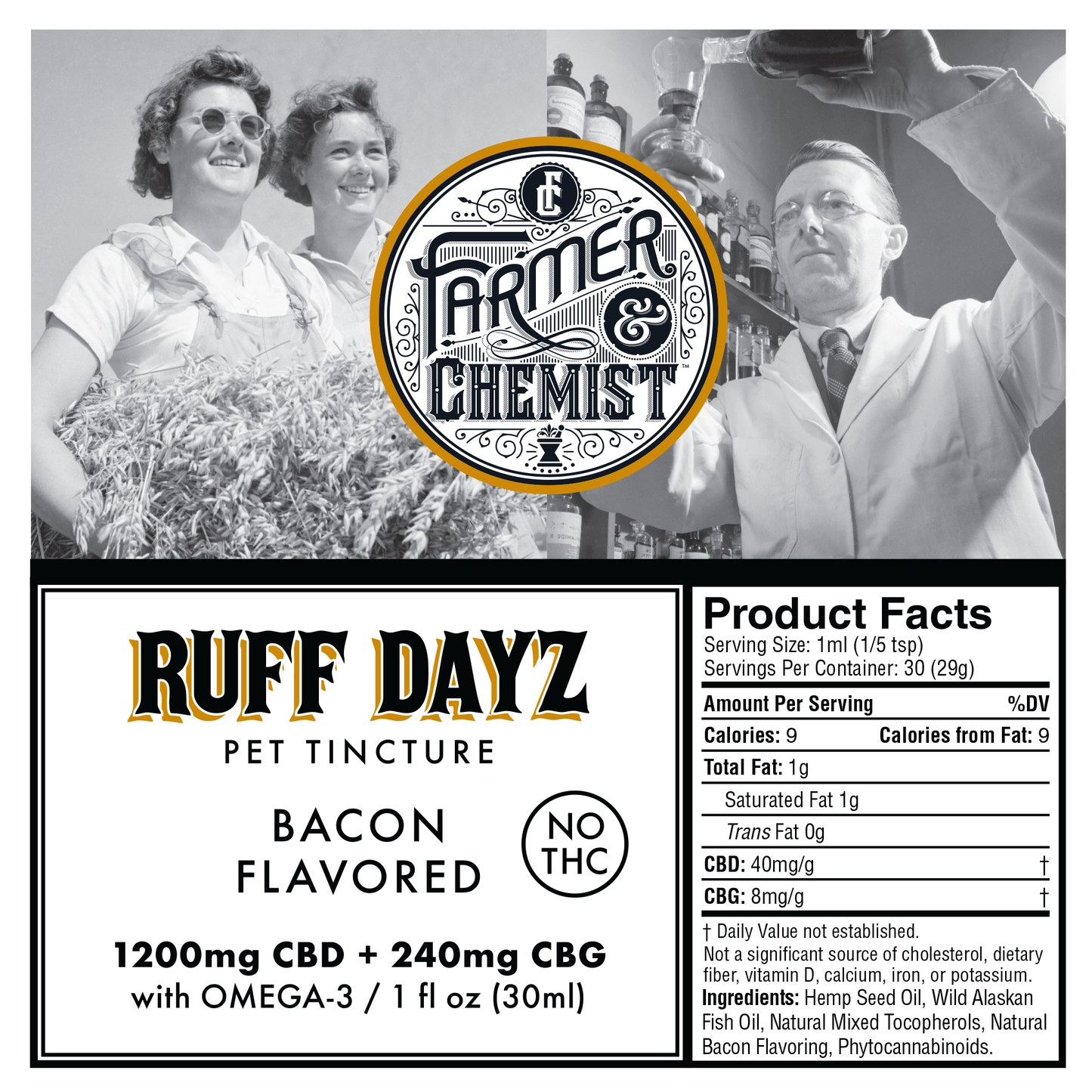 RUFF DAYZ - 1200mg CBD / 240mg CBG: Tinctura para mascotas medianas - grandes