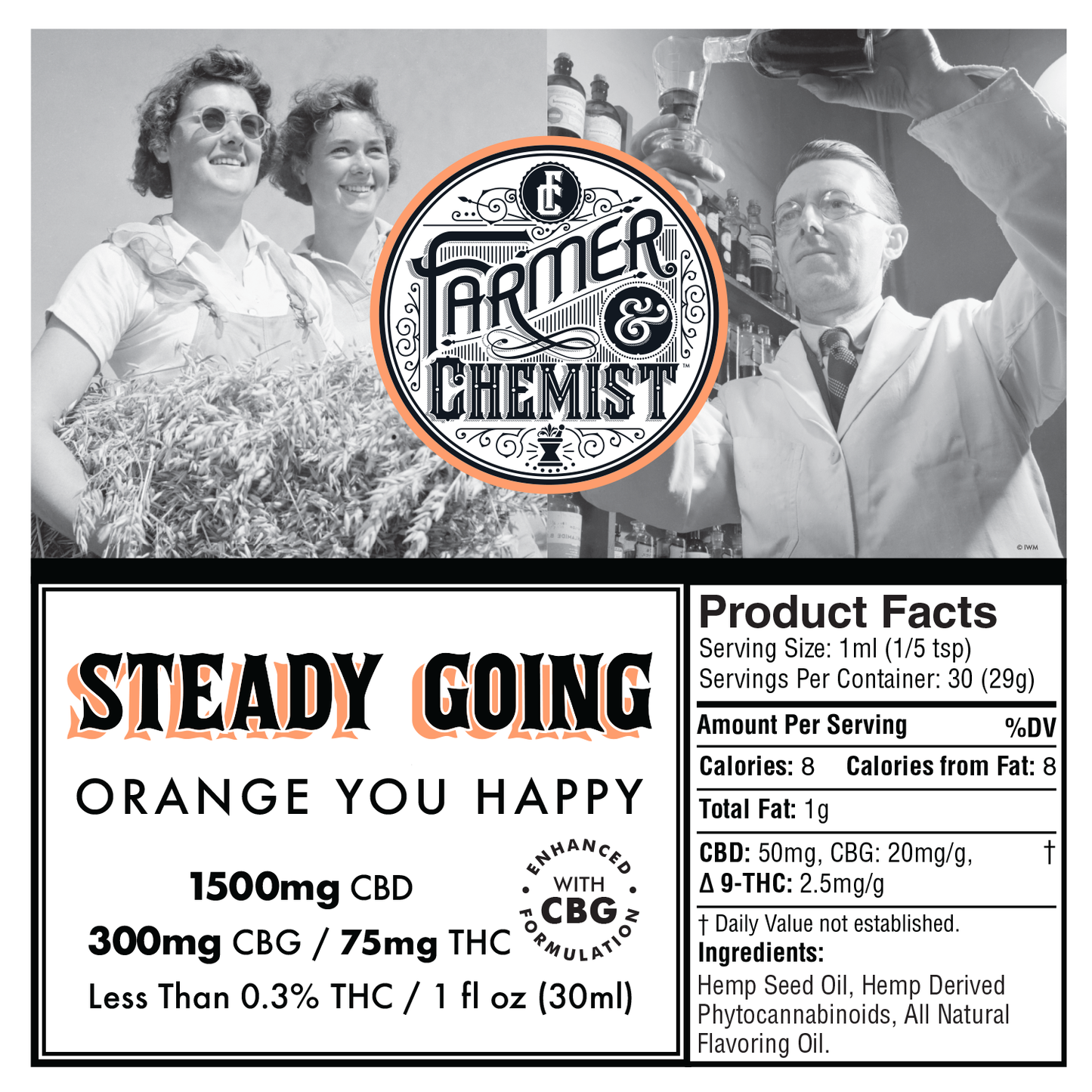STEADY GOING - Orange You Happy 1500mg CBD / 600mg CBG / 75mg THC - PCR Tincture