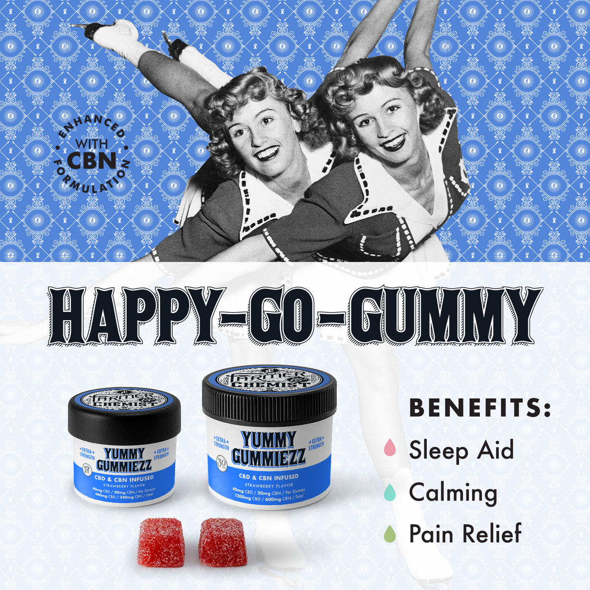 YUMMY GUMMIEZZ - 12 unidades: 40mg CBD / 20mg CBN / 5mg THC por gomita - Sueño y relajación