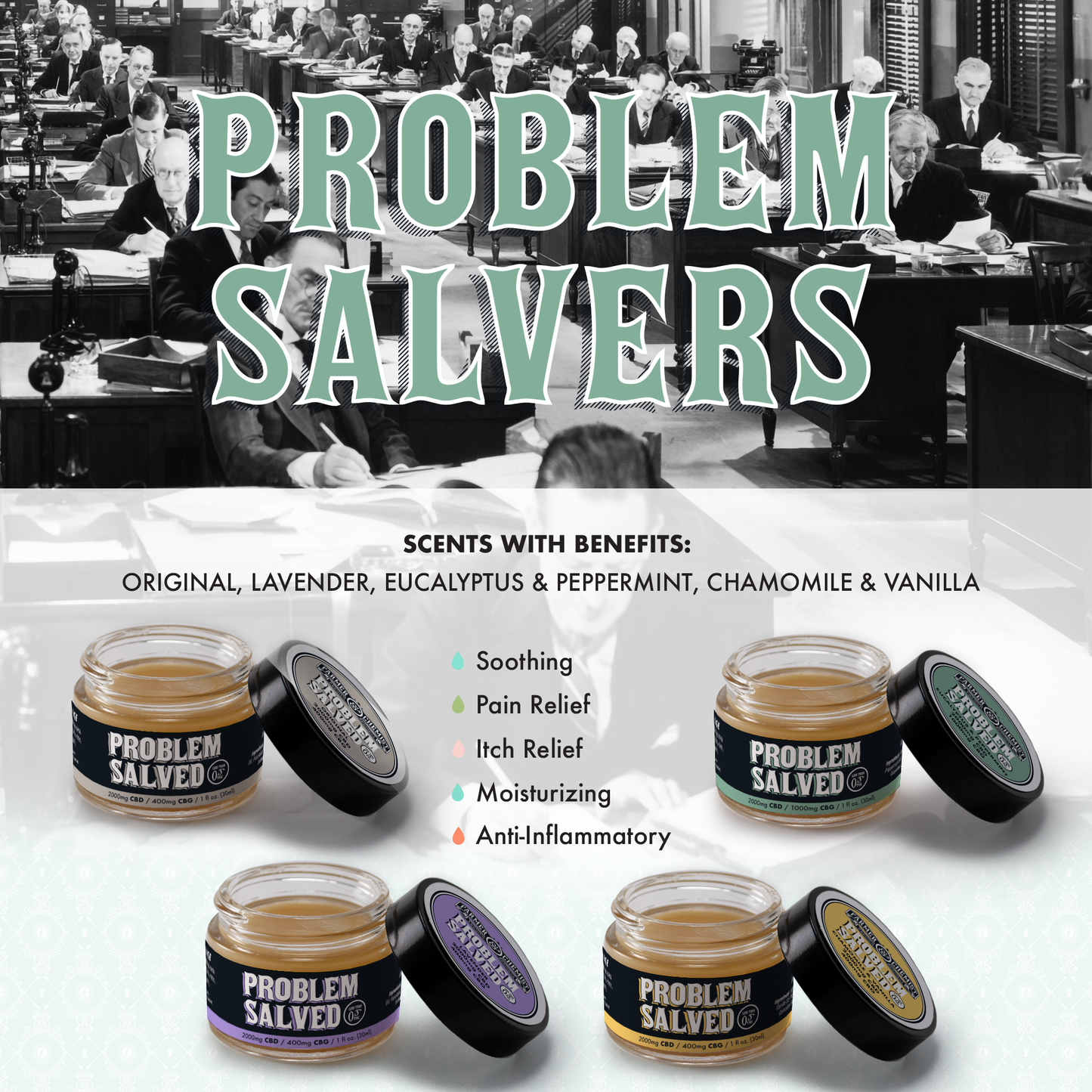 PROBLEM SALVED - 1oz. 2000mg CBD / 1000mg CBG with Eucalyptus and Peppermint (Case pack of 4)
