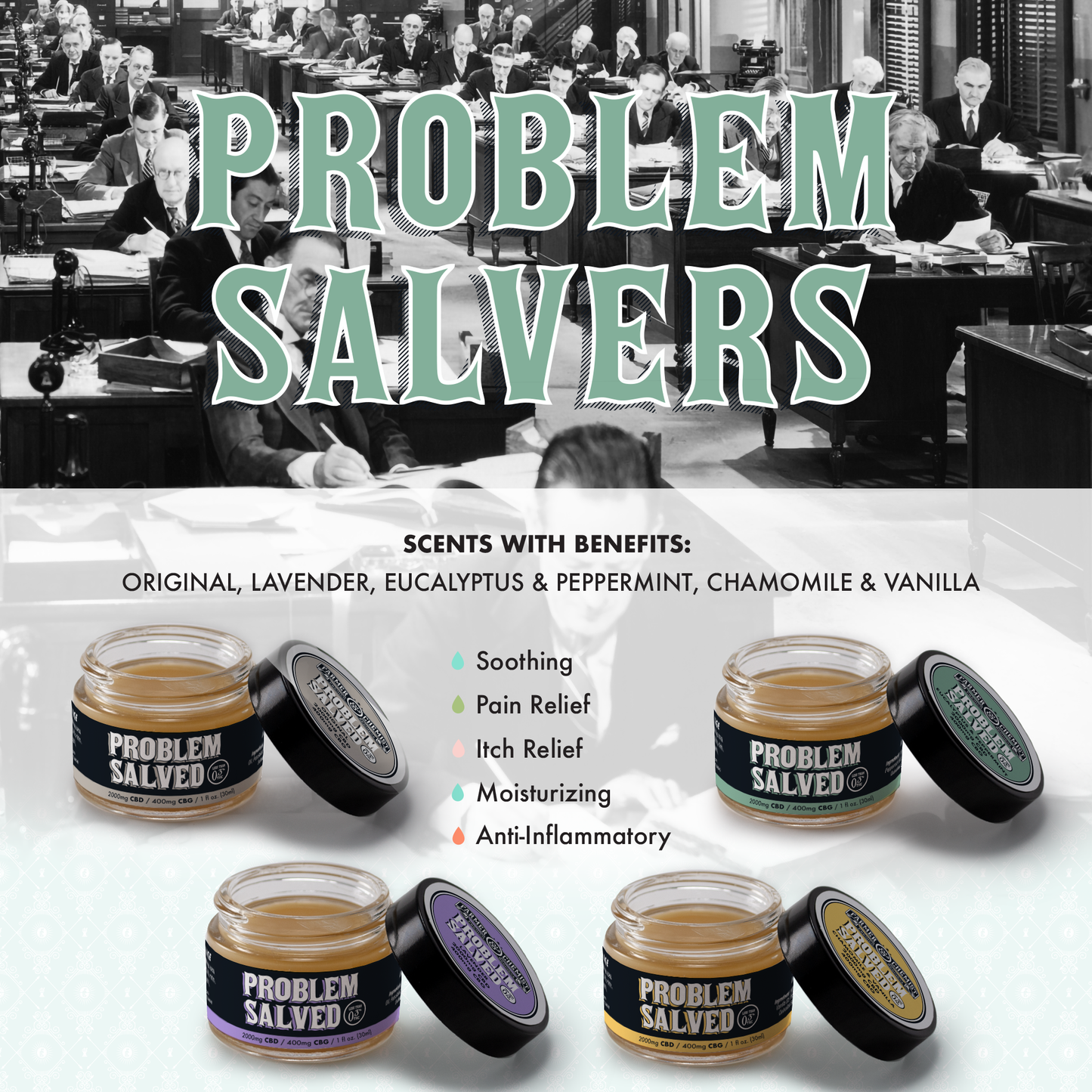 PROBLEM SALVED - 1oz. 2000mg with Eucalyptus and Peppermint (Case pack of 4)