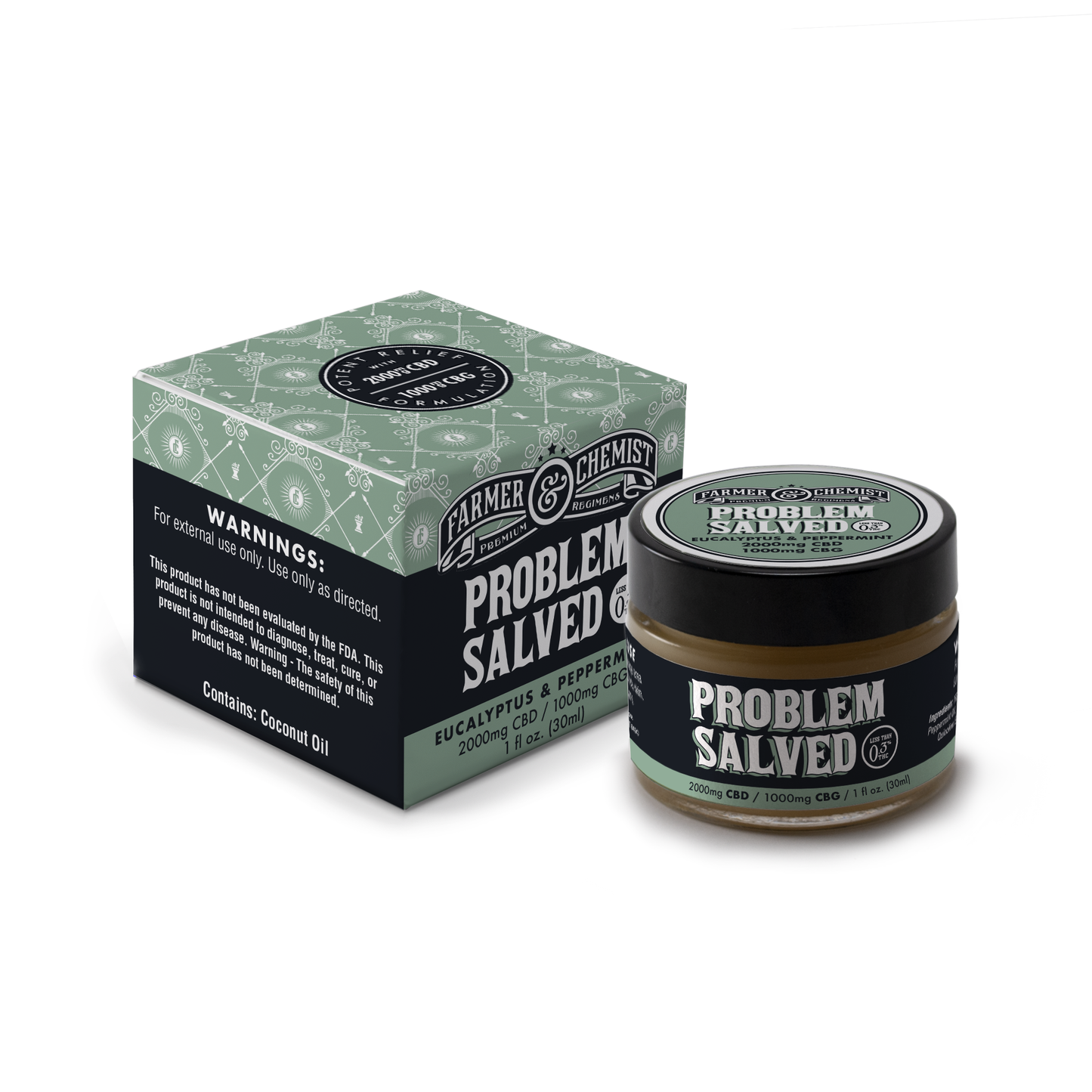 PROBLEM SALVED - 1oz. 2000mg CBD / 1000mg CBG with Eucalyptus and Peppermint
