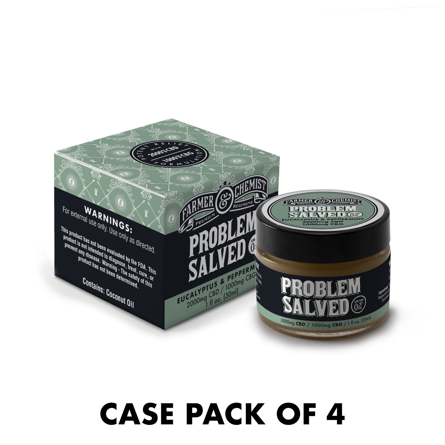 PROBLEM SALVED - 1oz. 2000mg CBD / 1000mg CBG with Eucalyptus and Peppermint (Case pack of 4)