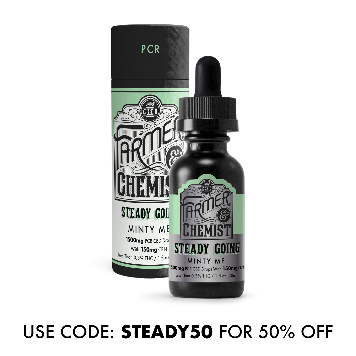 STEADY GOING - Minty Me 1500mg CBD / 150mg CBN / 40mg THC - Sleep & Anxiety Tincture - Use Code STEADY50 for 50% Off