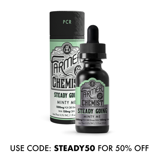 STEADY GOING - Minty Me 1500mg CBD / 150mg CBN / 40mg THC - Sleep & Anxiety Tincture - Use Code STEADY50 for 50% Off