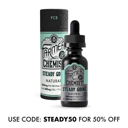 STEADY GOING - Natural 1500mg CBD / 300mg CBG - Pain & Anti-Inflammatory, Promotes Gut Health - Tincture - Use Code STEADY50 for 50% Off