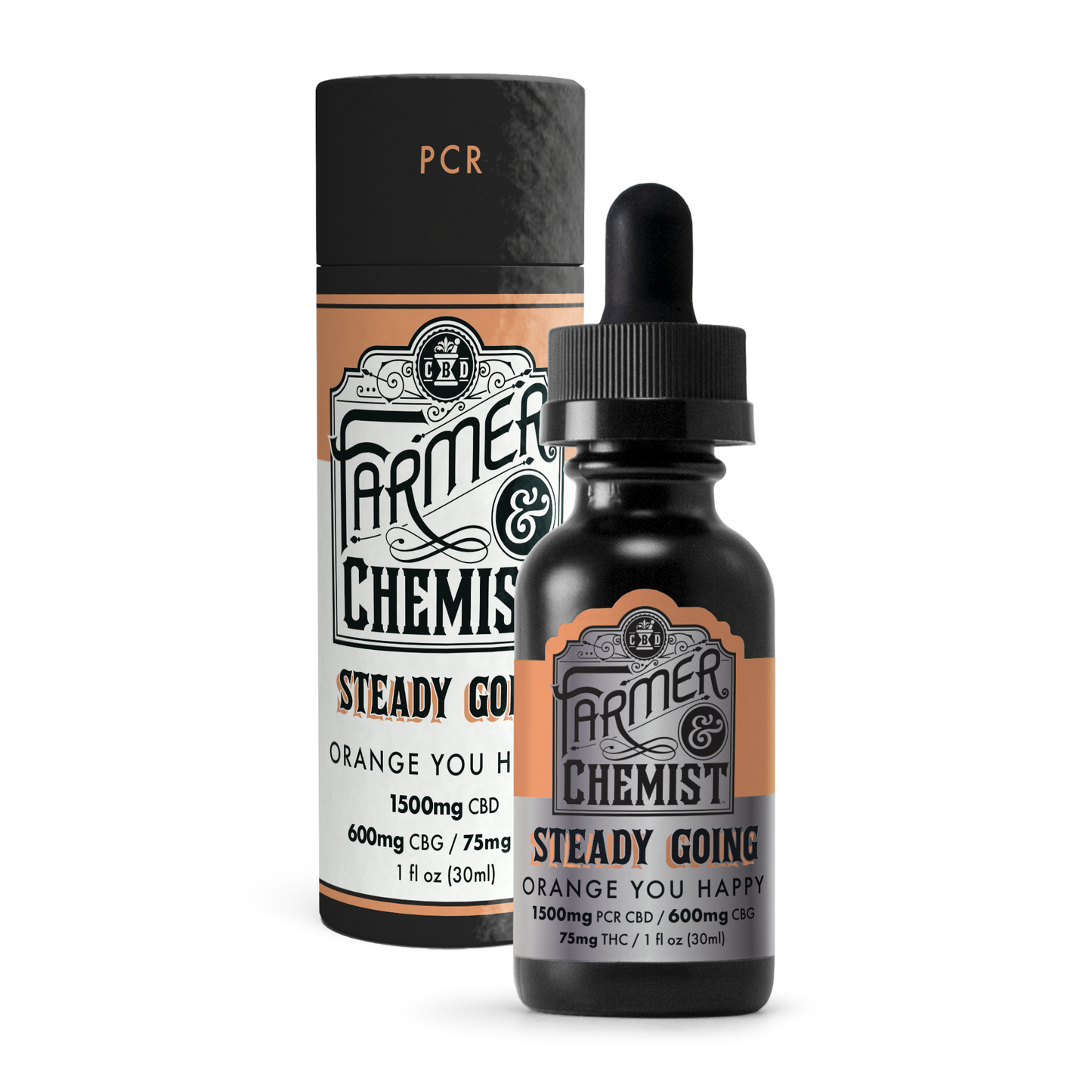 STEADY GOING - Orange You Happy 1500mg CBD / 600mg CBG / 75mg THC - PCR Tincture