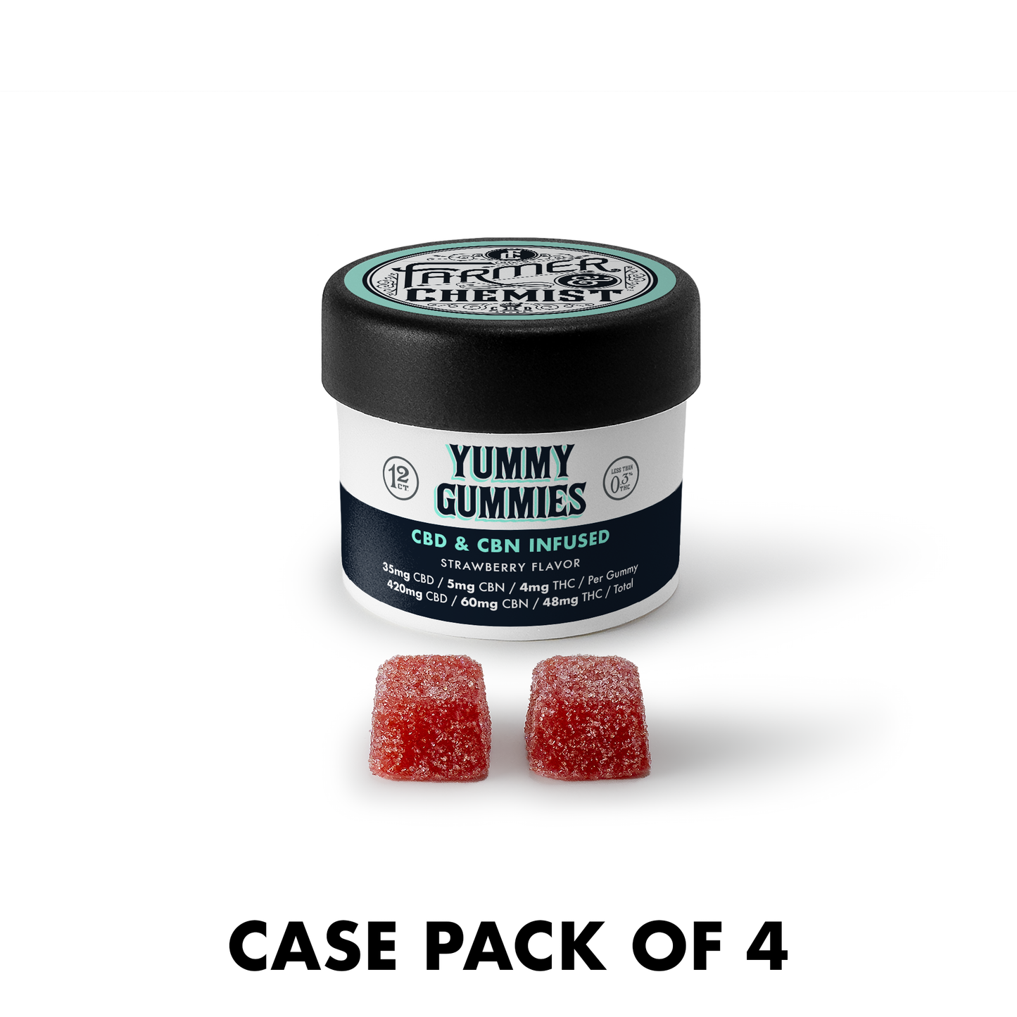 YUMMY GUMMIES - 12ct 35mg CBD/5mg CBN/4mg THC Gummies (Caja de 4)