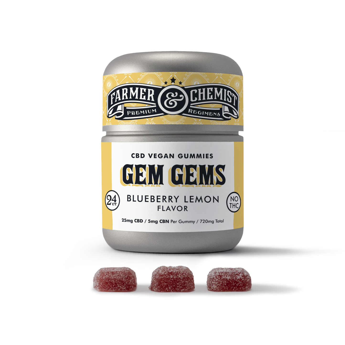 GEM GEMS - 24ct 25mg CBD / 5mg CBN Blueberry Lemon Flavor