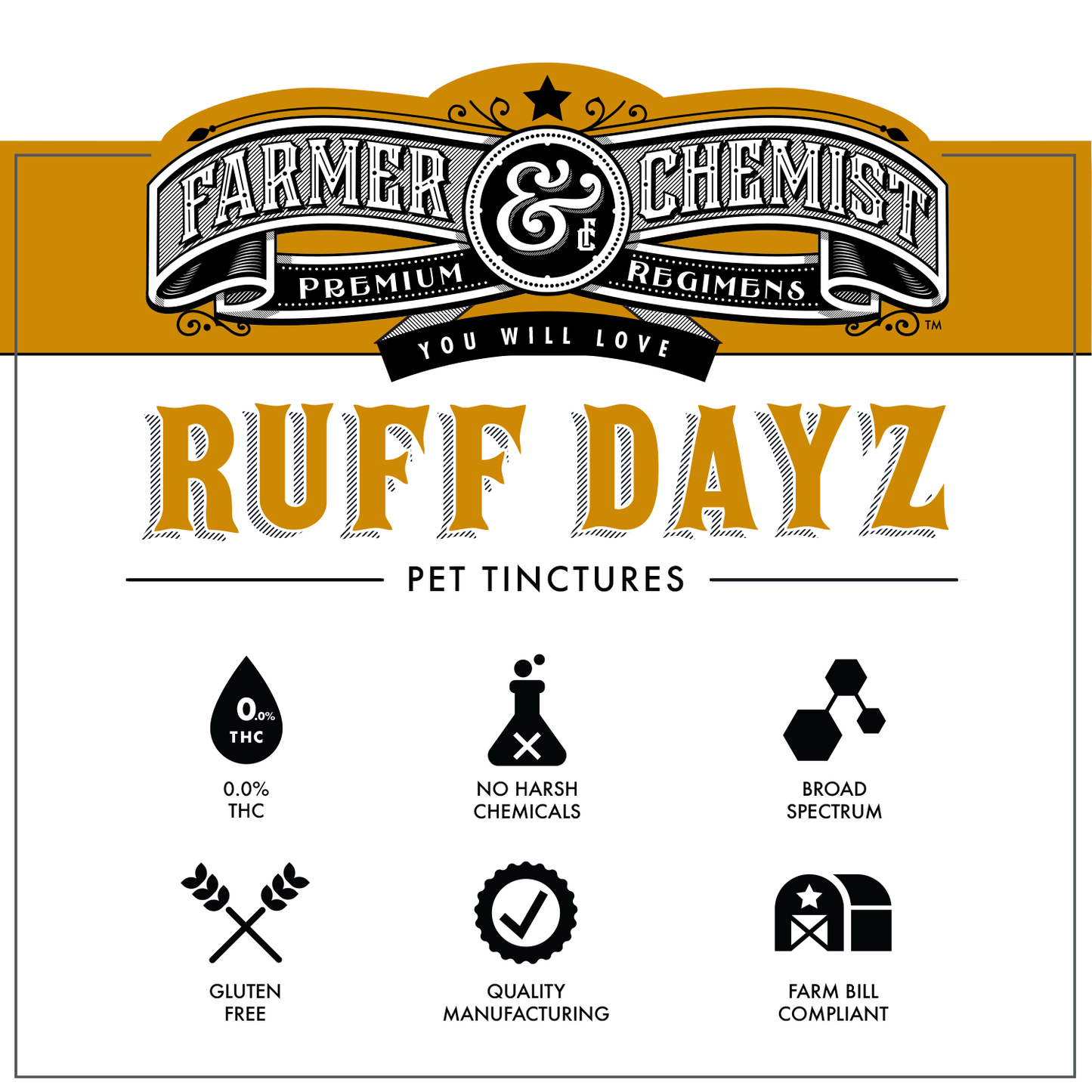 RUFF DAYZ - Tintura para perros medianos - grandes de 1200 mg (caja de 4)