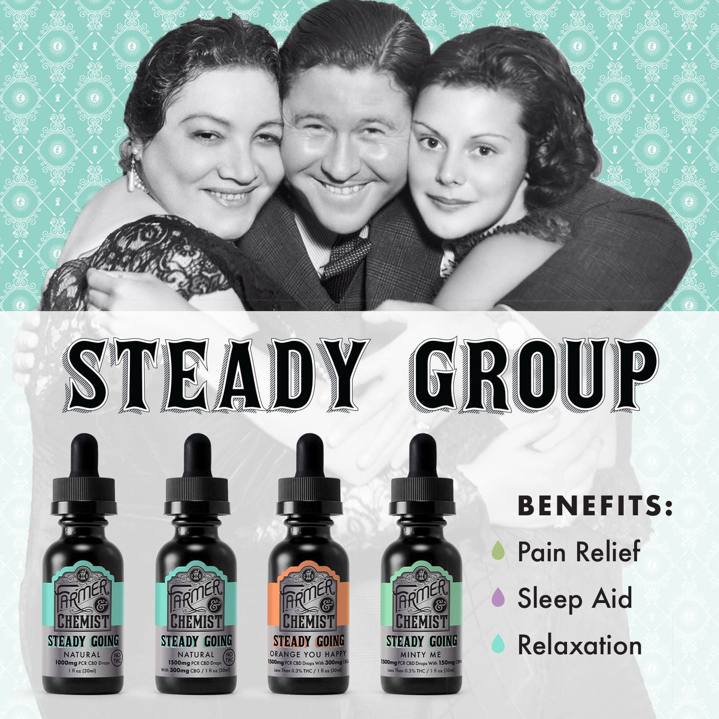 STEADY GOING - Natural 1000mg PCR Tincture (Case pack of 4)